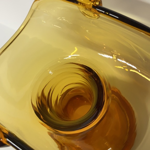 Handblown Amber Glass Vase with Handle Rare Unique Handcrafted Home Decor - Picture 5 of 9